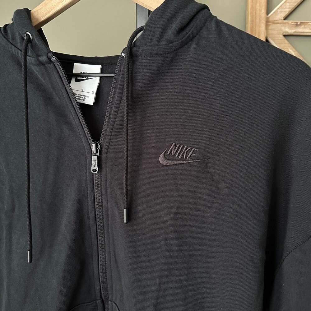 Nike Full-Zip Hoodie Wide Cropped Black Women's Sz Large - Picture 4 of 7